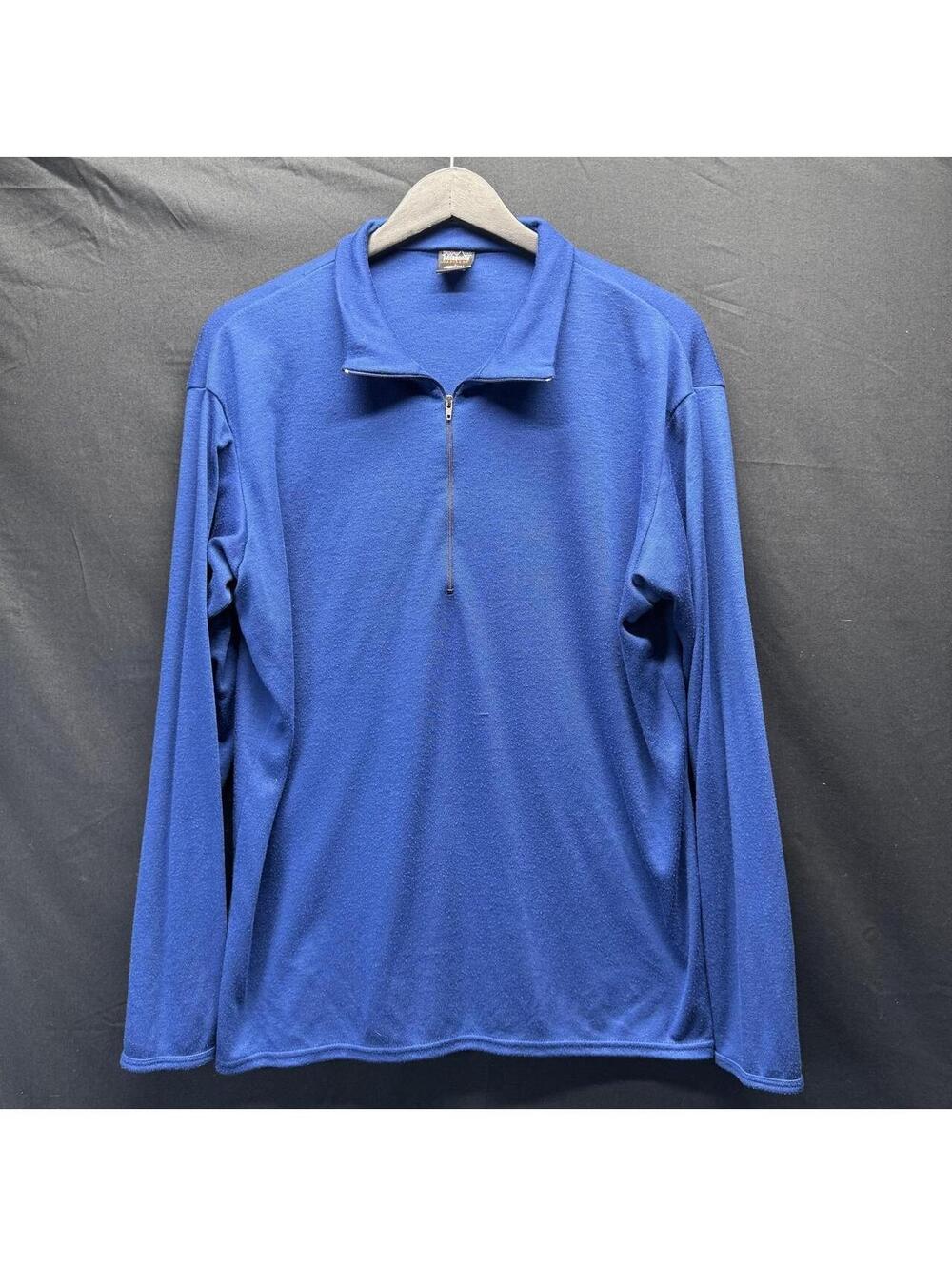 Vintage Patagonia Sweater Mens Large Blue Capilene Quarter Zip Fleece USA 90s